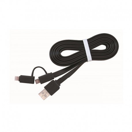 Cable Datos/Carga MicroUSB + Lightning a USB 1m Negro
