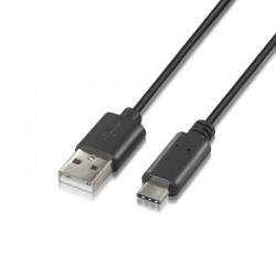 Cable USB 2.0 Aisens A107-0051/ USB 2.0 Type-C Macho - USB Macho/ 1m/ Negro