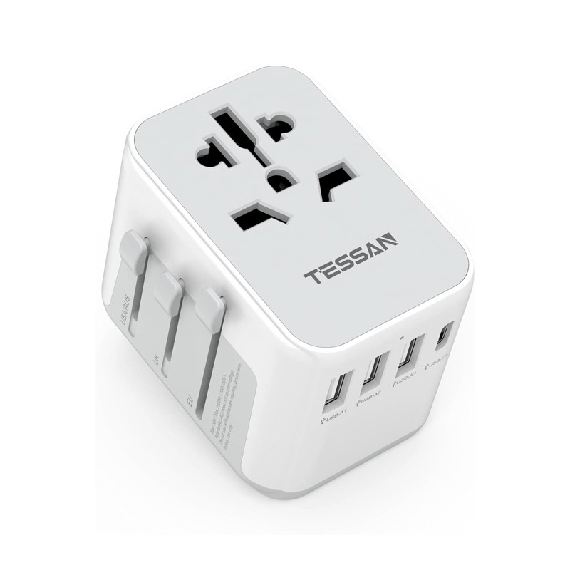 TESSAN-regleta de alimentación con 2 salidas, 3 puertos USB, 1 enchufe tipo  C, 6 en