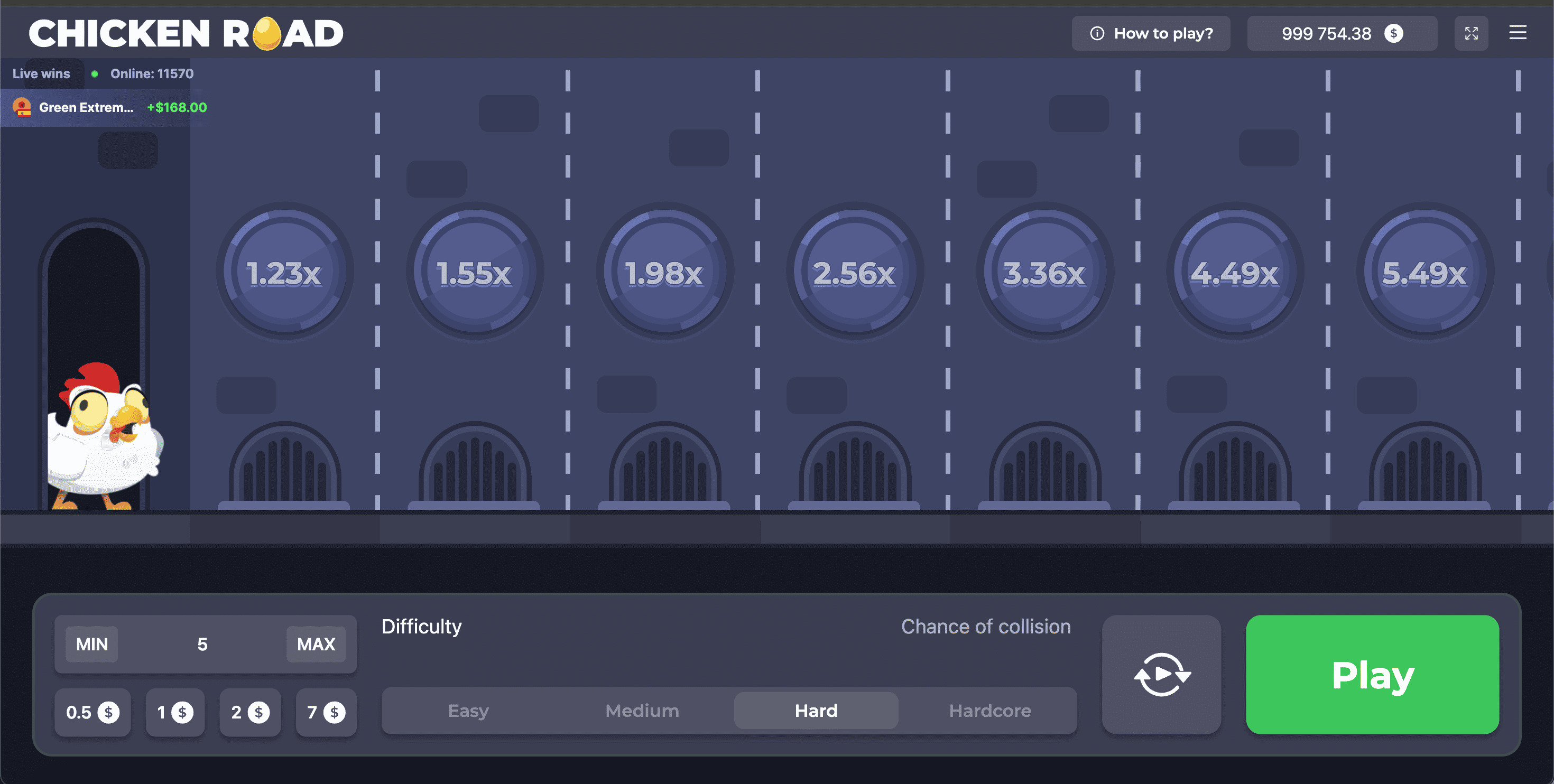 Tablero Chicken Road